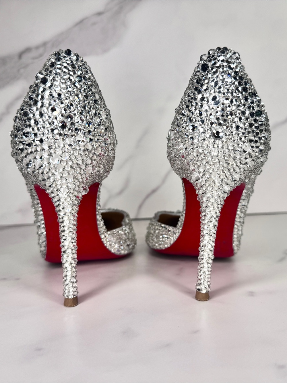 Christian Louboutin Iriza Silver Strass Crystal Heels Size 36.5 / 6.5 - Picture 13 of 16